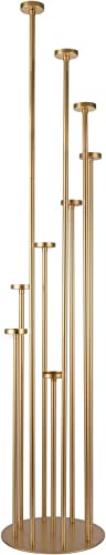 Fullvaseer Gold 9 Arm Pillar Candle Holder,Metal 9 Arm Candelabra for Christmas Wedding Home Halloween Party Decoration(46.3inch)