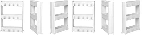 Modern Home Narrow Sliding Storage Organizer Rack - Laundry/Bathroom/Kitchen Portable Storage Shelves