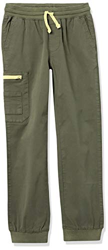 Amazon Essentials Men's Woven Zip-Pocket Cargo Jogger Pants, Olive, Small