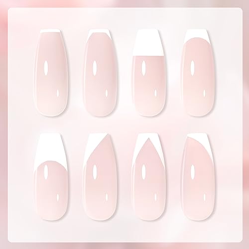 GAOY French Manicure Kit, Nail Stamper and 2Pcs Gel Nail Polish, Include Nude Jelly Milky Pink White Colors for French Tip, UV Light Cure