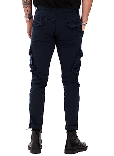 JMIERR Mens Casual Big and Tall Twill Cargo Pants Cotton Classic Chino Cargo Tapered Stretch Pants Hiking Pants with 6 Pockets, US40(2XL), A Blue