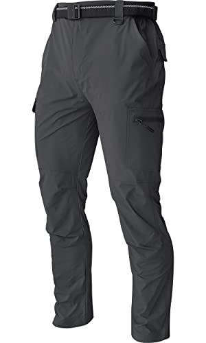 Men's Cargo Work Hiking Pants Lightweight Water Resistant Quick Dry Fishing Travel Camping Outdoor Breathable Multi Pockets Dark Grey M