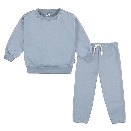 Gerber Baby Boys Toddler 2-Piece Fleece Sweatshirt and Jogger Set, Blue Solid, 5T