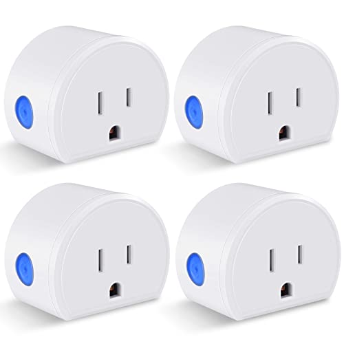 Smart Plug Mini 4-Pack, SURNICE Smart Home Wi-Fi Outlet Work with Alexa and Google Home for Voice Control, Timer, Group Controller, No Hub Required, 2.4G Wi-Fi Only, White