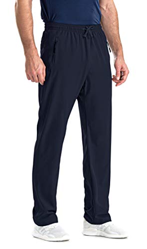 clothin Mens Workout Athletic Pants Elastic-Waist Drawstring Pants for Sport Exercise Travel,Quick-Dry,Stretchy,Navy,XL(37W x 32L)