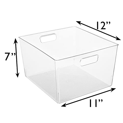 ClearSpace Clear Plastic Storage Bins – XL 4 Pack Perfect for Kitchen,Fridge, Pantry Organization, Cabinet Organizers