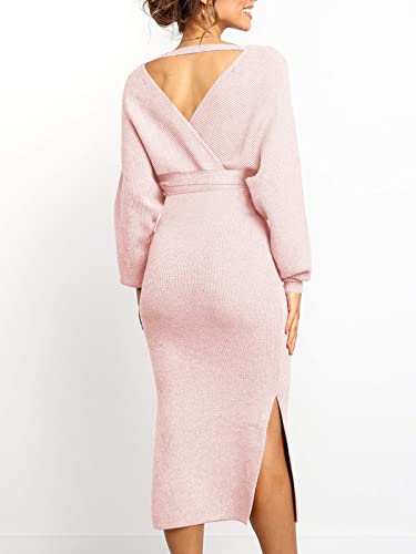 Chang Yun Maternity Nursing Dress Sweater Dress for Women Wedding Guest Dress Baby Shower Maternity Photoshoot Outfits Pink