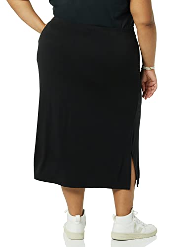 Amazon Essentials Women's Pull-On Knit Midi Skirt (Available in Plus Size), Black, XX-Large