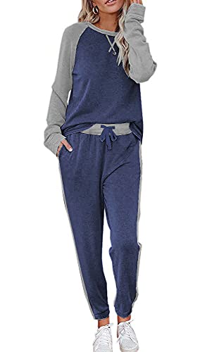 Ekouaer Women's 2 Piece Outfits Set Long Sleeve Sweatsuits Sets Soft Jogger Sets with Pockets