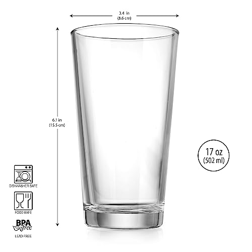 Home Essentials & Beyond Drinking Glasses Set Of 10 Highball Glass Cups 15.7 Oz Beer Glasses, Water, Juice, Cocktails, Iced Tea, Bar Glasses. Dishwasher Safe.