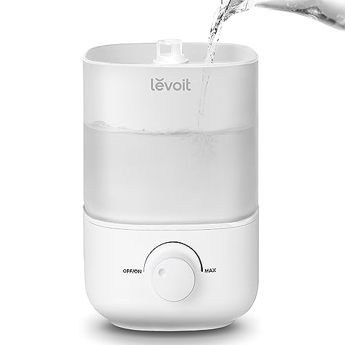 LEVOIT Top Fill Humidifiers for Bedroom, Super Easy to Fill and Clean, 26db Quiet Cool Mist Air Humidifier for Home Baby Nursery & Plants, Auto Shut-off and BPA-Free for Safety, 2.5L, 360° Nozzle