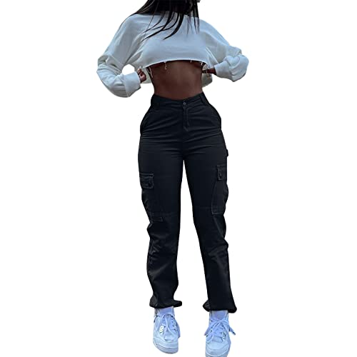 GuYongZ Cargo Pants for Women High Waist Trendy Jeans Skinny Stretch Butt Lifting Work Pants Straight with Pockets Casual Pants