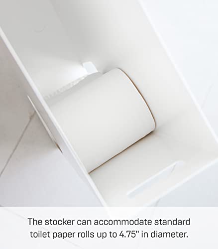 YAMAZAKI home 2294 Toilet Paper Stocker-Bathroom Storage Organizer Dispenser, One Size, White