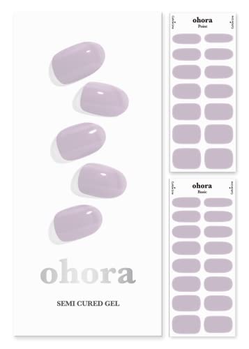 ohora Semi Cured Gel Nail Strips (N Cream Lavender) - Works with Any Nail Lamps, Salon-Quality, Long Lasting, Easy to Apply & Remove - Includes 2 Prep Pads, Nail File & Wooden Stick - Purple