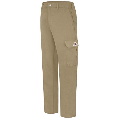 Bulwark Men's Lightweight FR Cargo Pant, Khaki, 30W x 34L