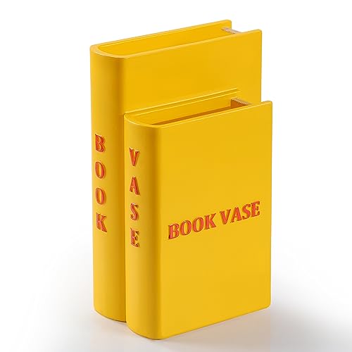 Home Decor Book Shaped Decorative Vase,Resin Vases for Home Decor,nique Home,Bedroom,Office Accent,Bookshelf Unique Vase Book Lover (Yellow)