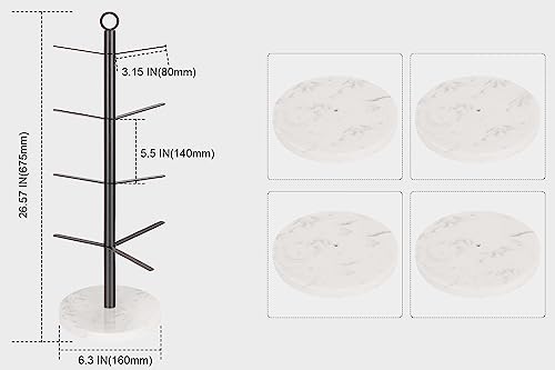 HarJue Mug Holder Tree, Coffee Cup Stand Holder, Thick Base Mug Rack with 9 Hooks for Kitchen Home Bar Cabinet, Matte Black