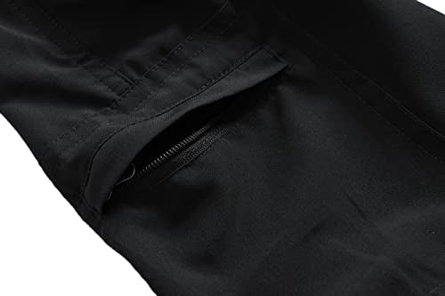 DAFENGEA Kids Hiking Cargo Pants Quick Dry Casual Outdoor Hiking Convertible Trousers, Black 12Y