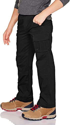 CQR Kids Youth Hiking Cargo Pants, Outdoor Camping Pants, UPF 50+ Quick Dry Regular Pants, Regular Driflex Black, Small