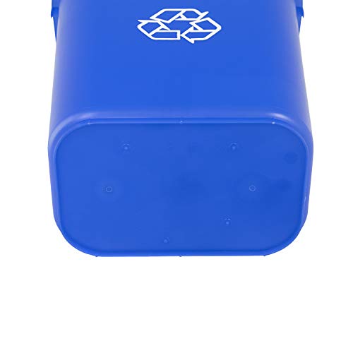 AmazonCommercial 10 Gallon Rectangular Commercial Office Wastebasket, w/ Recycle Logo, 1-Pack, Blue