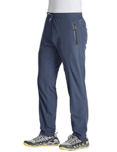 MAGCOMSEN Hiking Pants for Men Lightweight Workout Pants with Pockets Quick Dry Jogging Pants Gym Blue