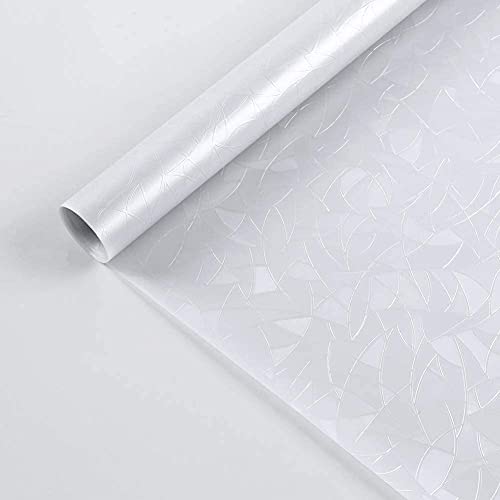 rabbitgoo Window Privacy Film, Static Cling Rainbow Film Decorative Window Tinting Film for Home, Daytime Protection Stained Glass Films Heat Control Window Clings, Grayish Silver, 17.5x78.7 inches