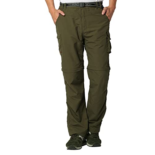 JOMLUN Men’s Hiking Pants Zip Off Cargo Pants Lightweight Quick Dry Convertible Outdoor Shorts Army Green