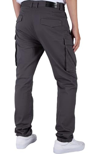 ITALYMORN Cargos Pants Men Relaxed Fit with 7 Pockets (34, Dark Grey)