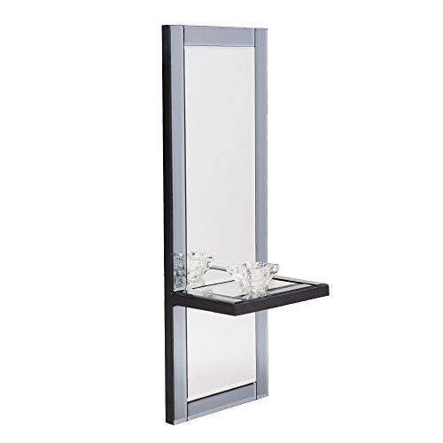 Howard Elliott Emerson Modern Decorative Hanging Wall Mirror with Shelf and Glass Candleholder, Beautiful Elegant Home Décor Mirrors, 24 x 9 Inches