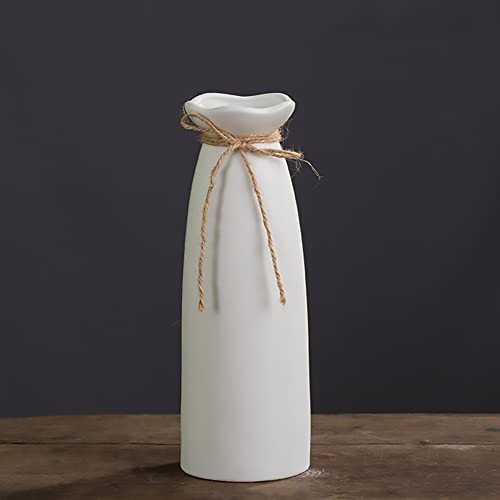 White Ceramic Vase-Flower Vase Dried Flower Vase for Modern Home Decor, Fit for Foyer Living Room Fireplace Bedroom Kitchen,Decent Gift, 8.27" H