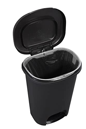 Rubbermaid Classic Step-On Trash Can with Lid, 13-Gallon, Black, Easy Clean Wastebasket for Home/Kitchen/Bedroom/Office