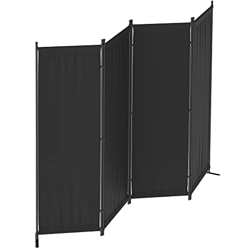 Morngardo Room Divider Folding Privacy Screens 4 Panel Partitions 88" Dividers Portable Separating for Home Office Bedroom Dorm Decor (Black)