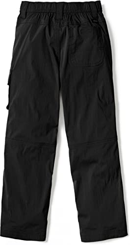 CQR Kids Youth Hiking Cargo Pants, Outdoor Camping Pants, UPF 50+ Quick Dry Regular Pants, Regular Driflex Black, Small