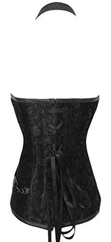 Alivila.Y Fashion Womens Steel Boned Retro Goth Steampunk Corset 908-Black-L