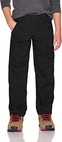 CQR Kids Youth Hiking Cargo Pants, Outdoor Camping Pants, UPF 50+ Quick Dry Regular Pants, Regular Driflex Black, Small