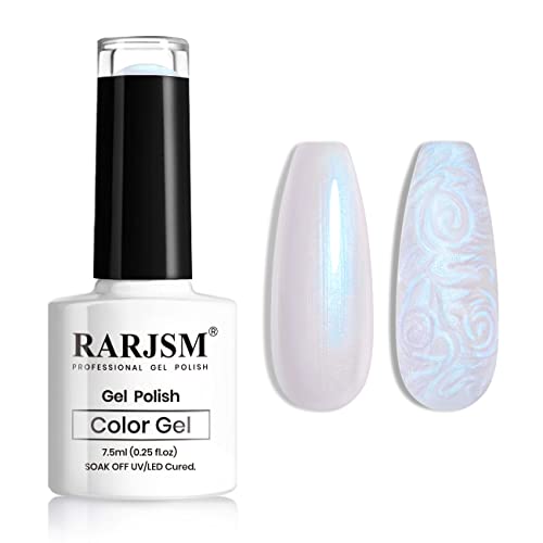 RARJSM Pearl Gel Nail Polish, Glitter Drawing Gel Polish Shimmer Mermaid Nail Gel Soak Off UV Gel for Salon Home DIY Manicure Use