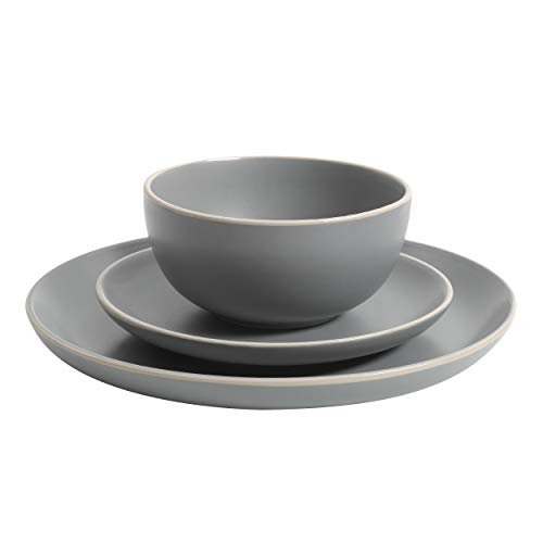 Gibson Home Rockaway 12-Piece Dinnerware Set Service for 4, Grey Matte -