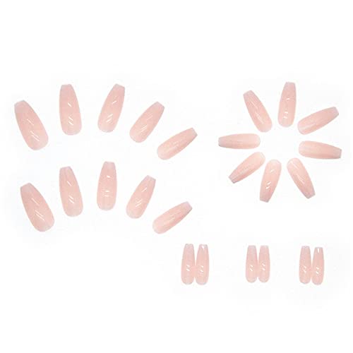 Hkanlre Press on Nails Coffin Fake Nails French Acrylic Long False Nails for Women and Girls 24PCS (P-style-23)