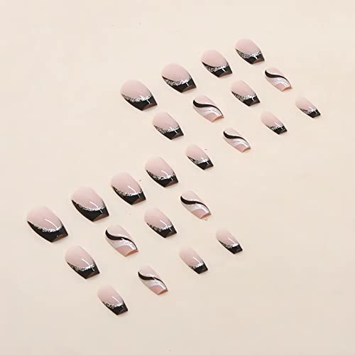 24 Pcs Medium French Press on Nails Square Shaped (3)