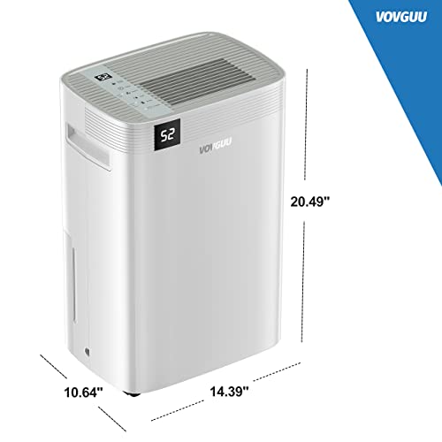 VOVGUU Home Dehumidifier 50pint up to 4500 Sq.Ft For Basements, Large & Medium Sized Rooms, and Bathrooms with Intelligent Touch Control, 24 Hr Timer, and 0.66 Gallon Water Tank