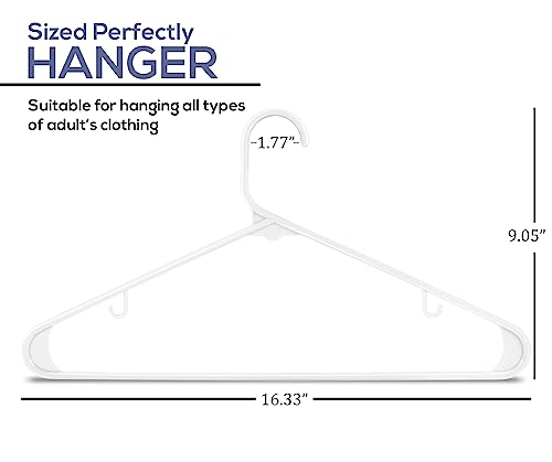 Utopia Home Plastic Clothes Hangers 50 Pack with Hooks - Durable & Space Saving Heavy Duty White Hangers for Coats, Skirts, Pants, Dress, Etc.