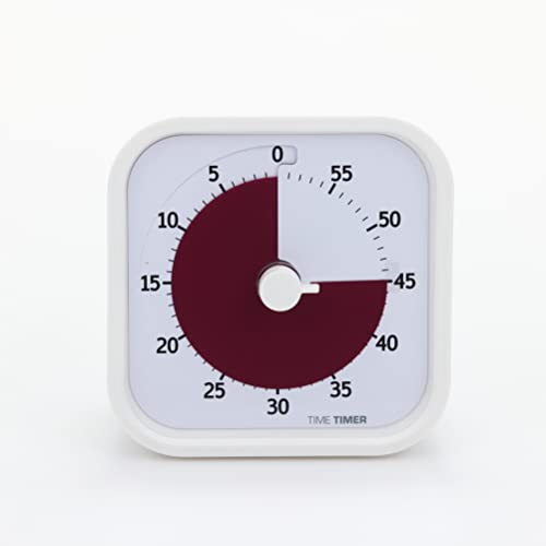 Time Timer Home MOD — 60 Minute Kids Visual Timer Home Edition — For Homeschool Supplies Study Tool, Timer for Kids Desk, Office Desk and Meetings with Silent Operation (Cotton Ball White)