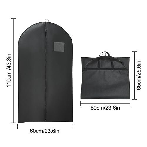 CHENGBAIBAG Black Suit Garment Bags, Set of 6 Portable Men's Travel Suit Bags, Waterproof Durable Hanging Clothes Pockets for Closet Storage, Business Travel, Clothes, Dress, Shirts (43.3x23.6 inch)