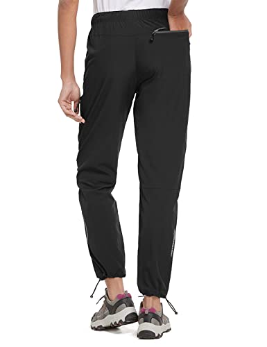 BALEAF Women's Petite Hiking Pants Lightweight Quick Dry Water Resistant Cargo Pants 27'' Inseam for All Seasons Black Size L