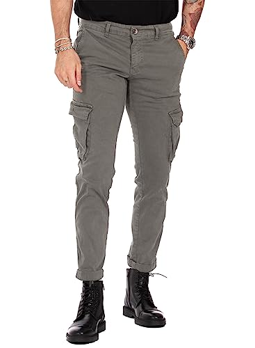 JMIERR Mens Casual Twill Cargo Pants Men Cargo Baggy Pants Waist Stretch Tapered Joggers Sweatpants Pants with Pockets, US38(XL), A Gray