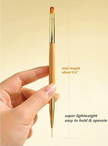 KLDKUST 3 Pcs Nail Drawing Brushes, Dual End Nail Art Pen Brush Acrylic Round Flat Painting Drawing Liner Nail Tools