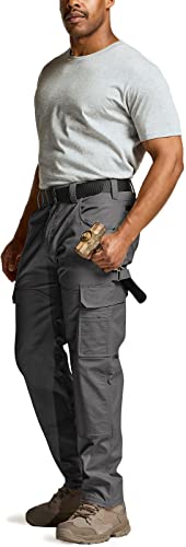 CQR Men's Flex Ripstop Work Pants, Water Resistant Tactical Pants, Outdoor Utility Operator EDC Cargo Pants, Dura Flex Charcoal, 38W x 34L