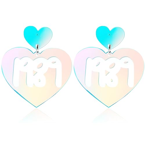 TS Lover Heart Earrings, Acrylic 1989 Earrings Eras Tour Outfits for Women Girls Music Fans, TS Heart Shaped Earrings Jewelry for Concert Outfit Gifts (Heart)