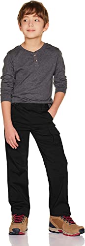 CQR Kids Youth Hiking Cargo Pants, Outdoor Camping Pants, UPF 50+ Quick Dry Regular Pants, Regular Driflex Black, Small