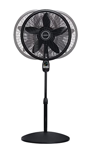 Lasko Oscillating Cyclone Pedestal Fan, Adjustable Height, Timer, Remote Control, 3 Speeds, for Bedroom, Living Room, Home Office, 18", Black, 1843